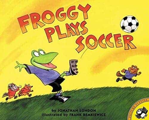 Froggy plays soccer but with a frog character
