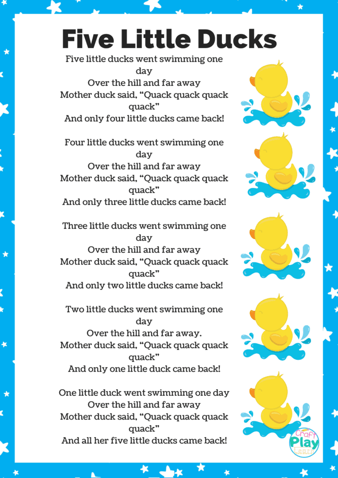 five little ducks printable sheet five little ducks printable sheet
