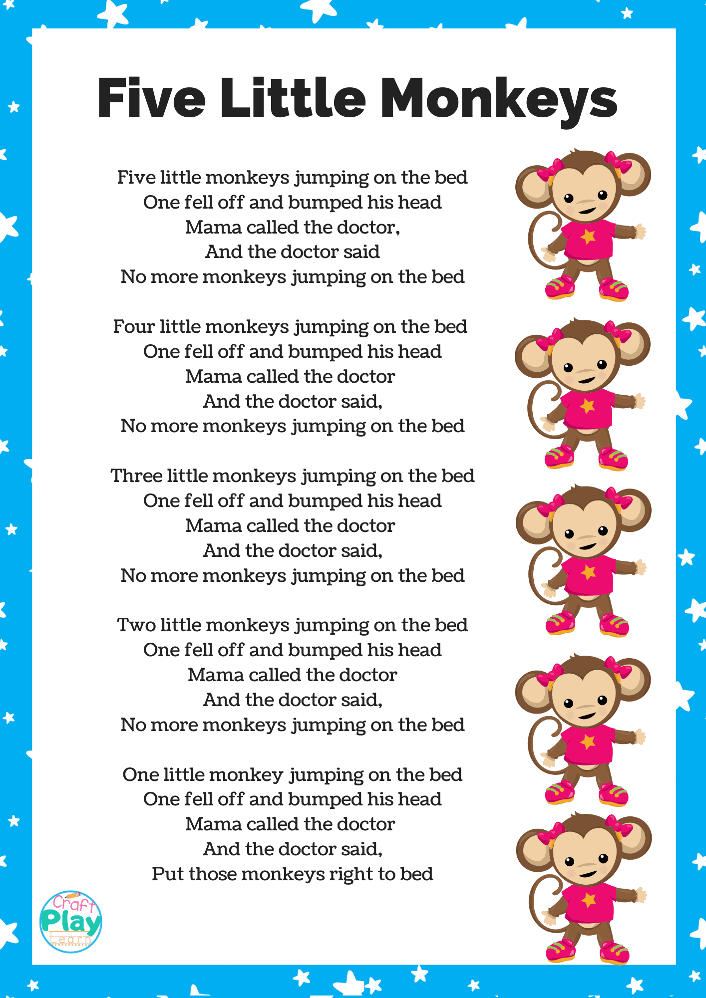 Five Little Monkeys Free Printable Book