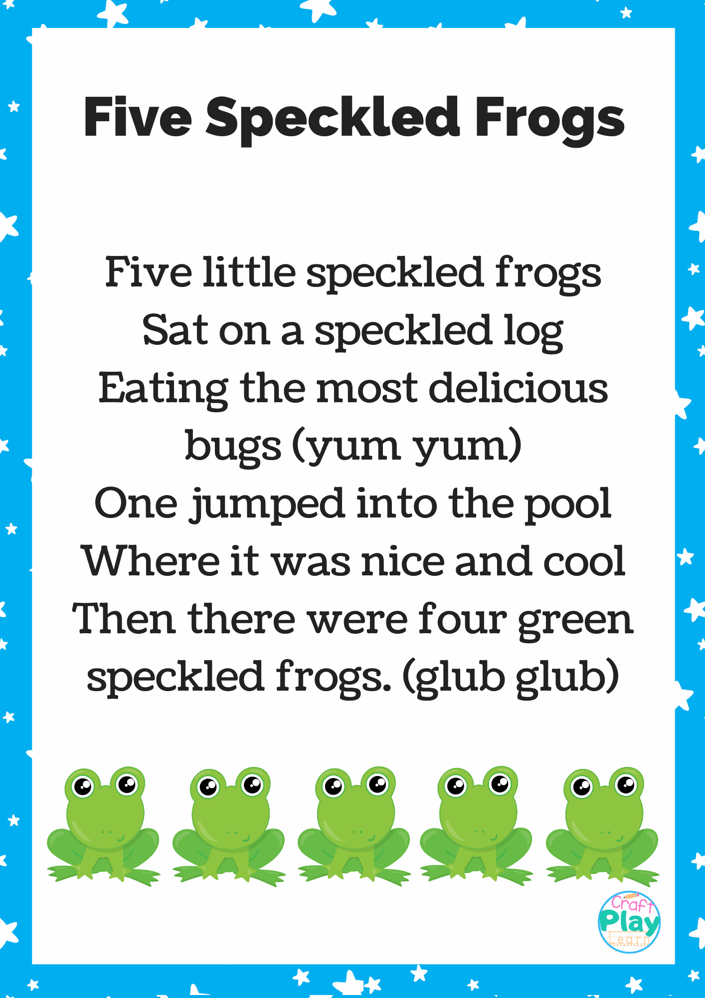 Five Speckled Frogs Printable And Activity Ideas - Craft Play Learn