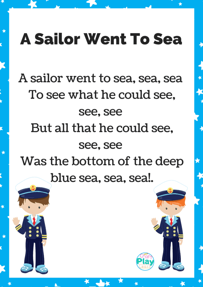 a sailor went to sea sea sea printable sheet a sailor went to sea sea sea printable sheet