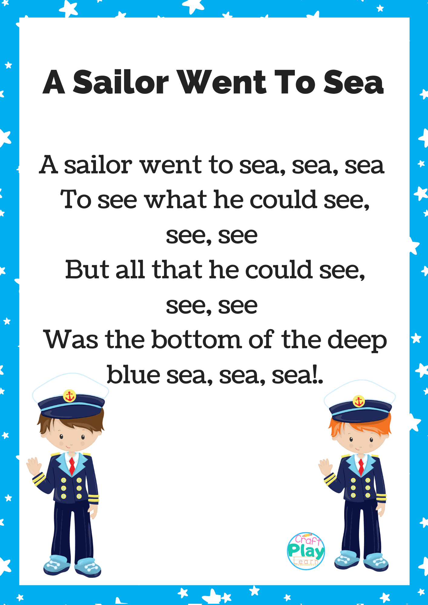 A Sailor Went To Sea Sea Sea: Lessons and Activities - Craft Play Learn