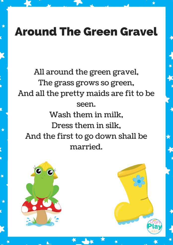 around the green gravel nursery rhyme printable around the green gravel nursery rhyme printable