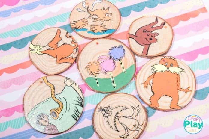 the lorax craft and reading resource made from wooden slices the lorax craft and reading resource made from wooden slices