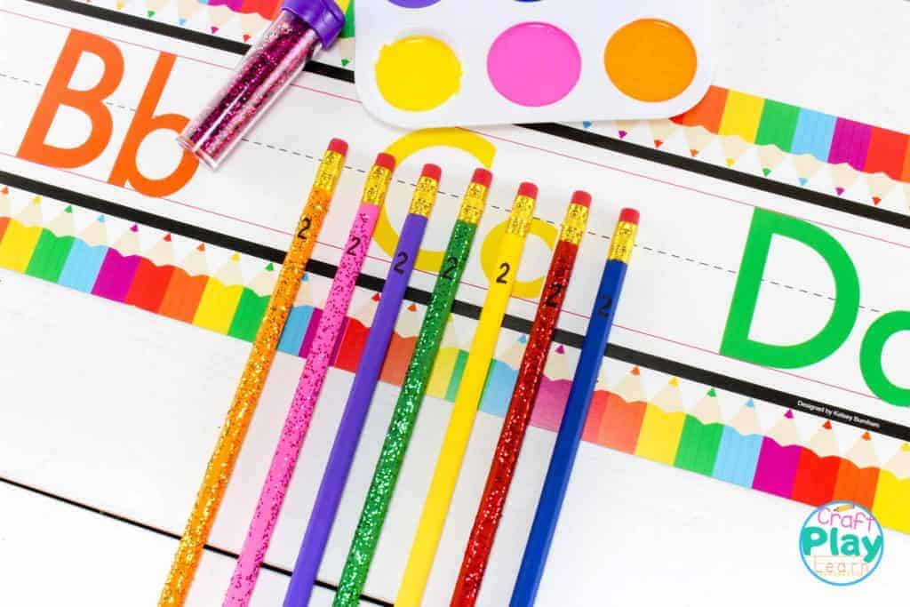supplies for painting pencils with kids