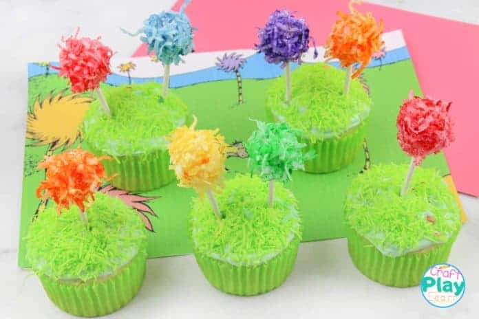 truffula tree cupcakes from The lorax book by dr seuss truffula tree cupcakes from The lorax book by dr seuss