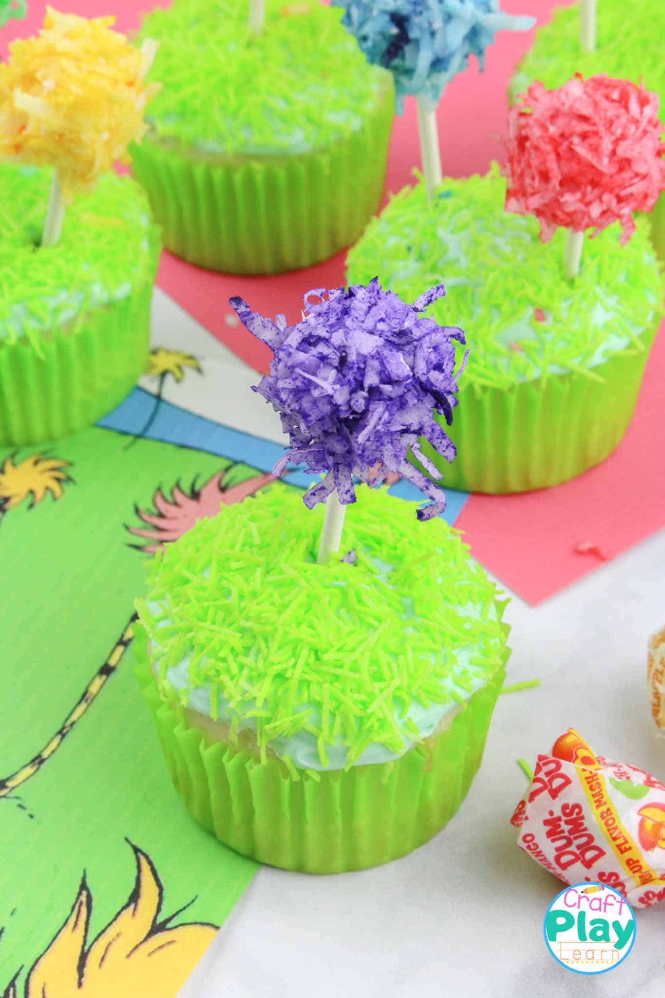 Truffula Tree Cupcakes For Your Dr Seuss Party Craft Play Learn