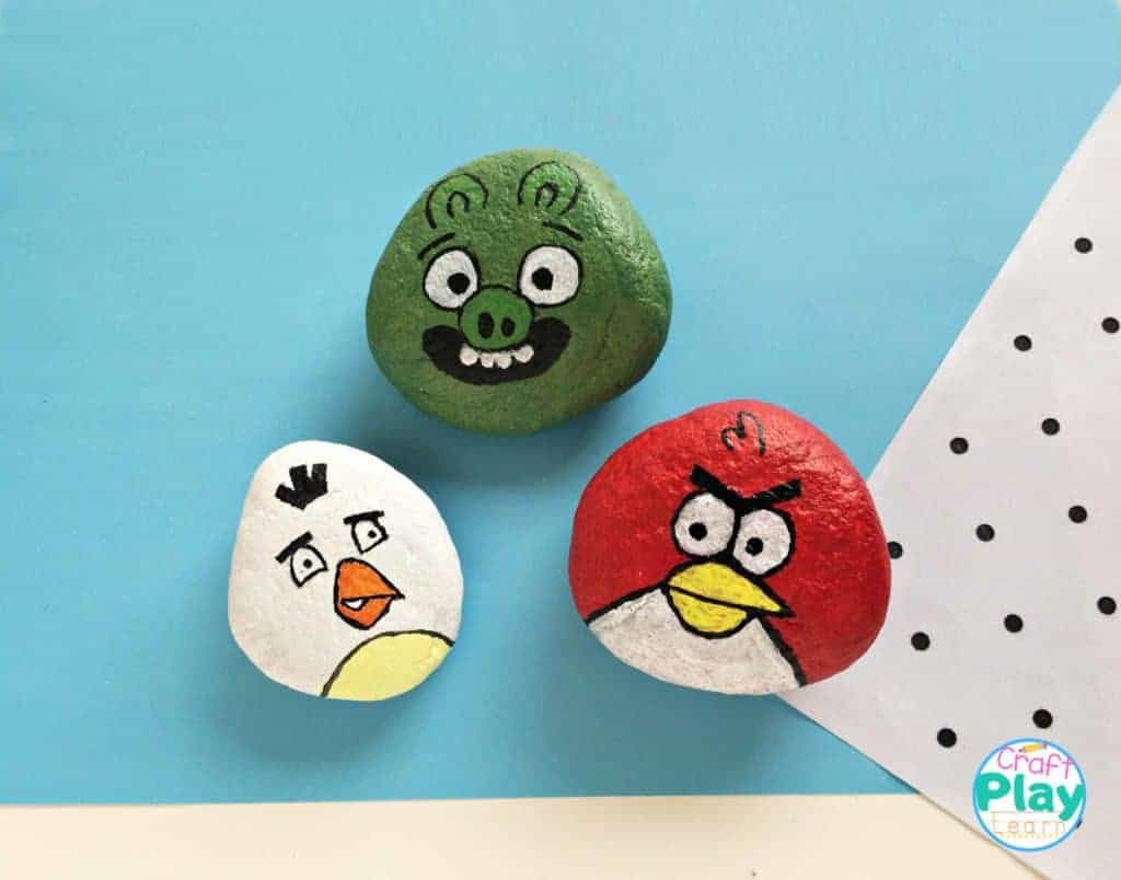 angry birds painted rocks