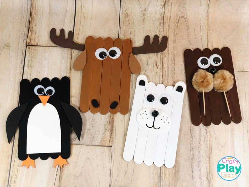 arctic animals made from popsicle sticks