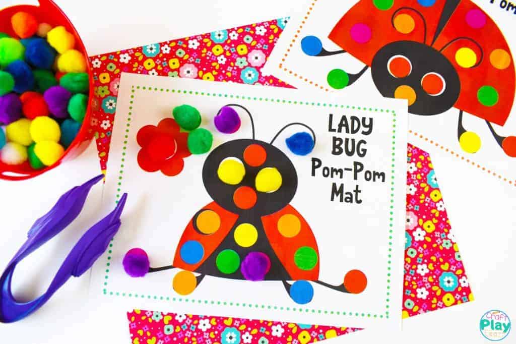 Lady Bug Pom Pom Mats