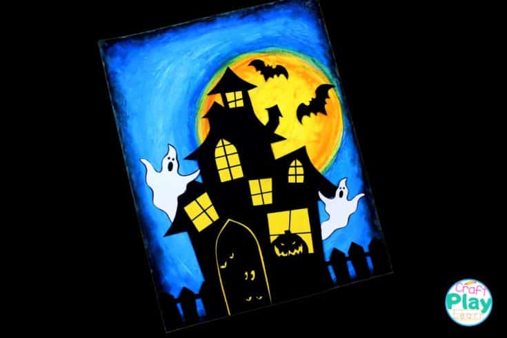 blue haunted house art