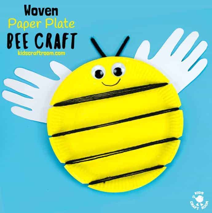 woven paper plate bee craft