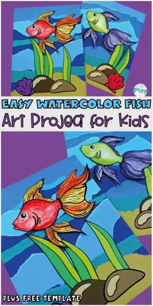watercolor fish art project for kids