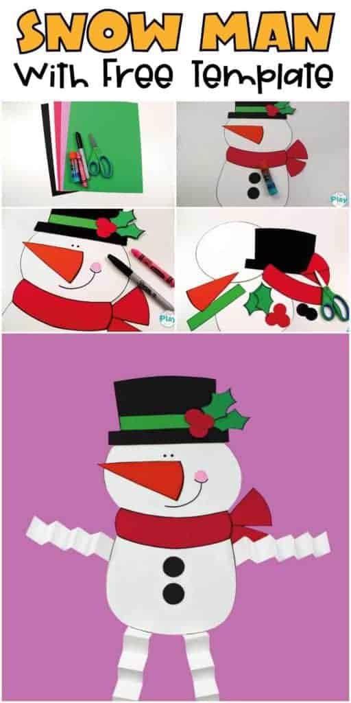 Snow-man-craft for kids with free template