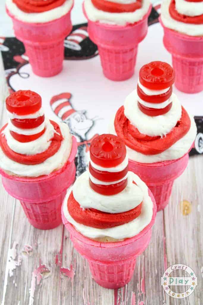 cat in the hat cupcakes and dr seuss party food