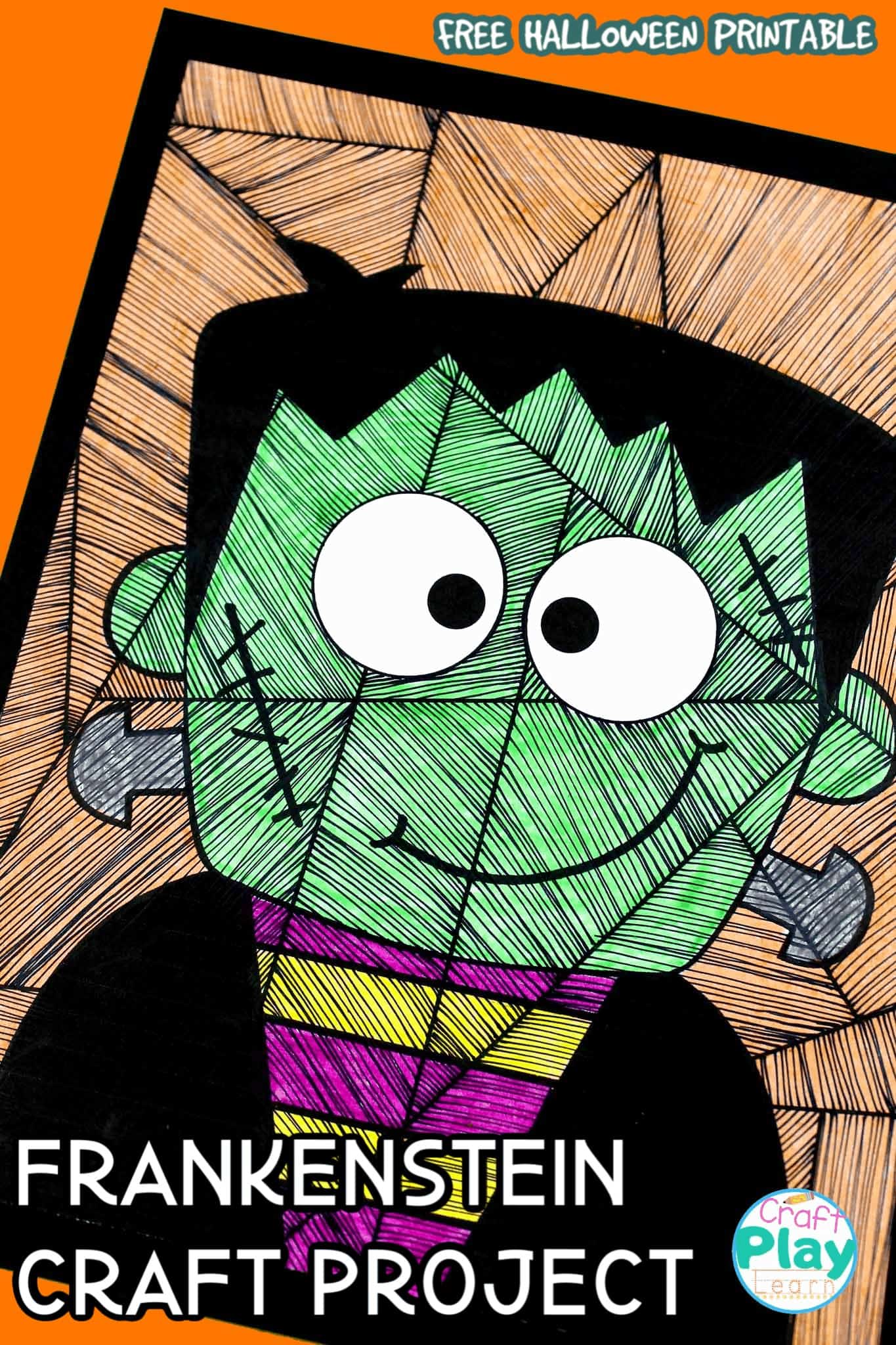 Frankenstein Line Study Art Activity for Kids Craft Play Learn