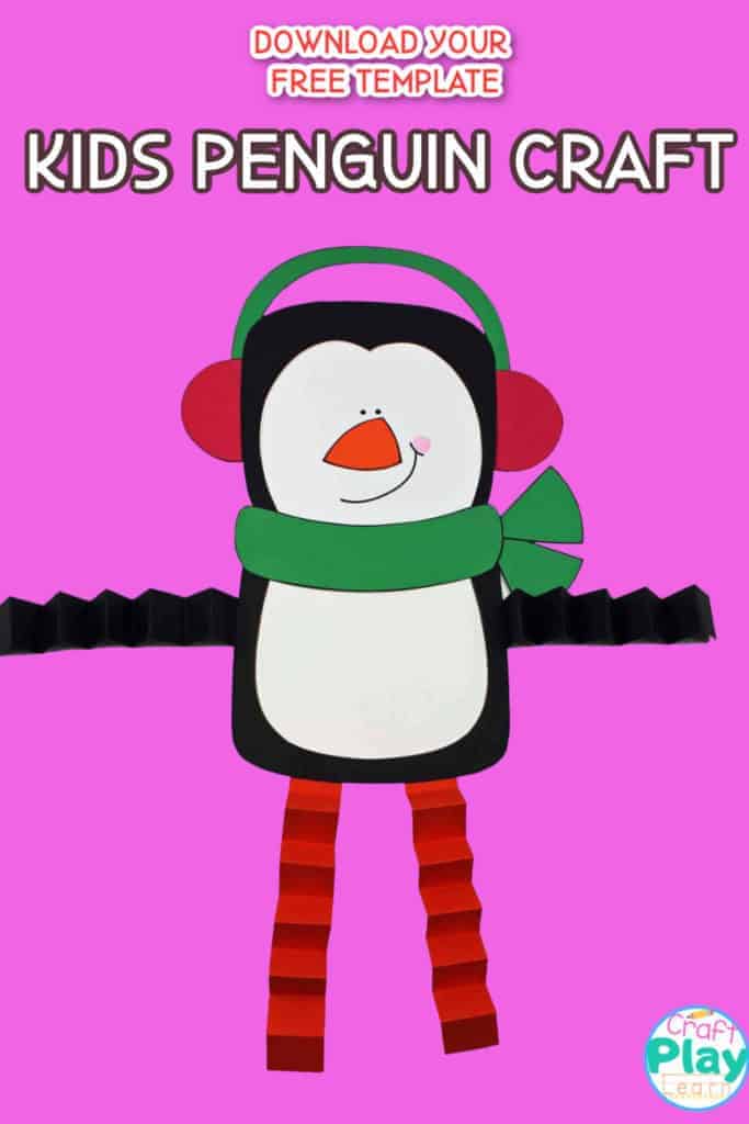 kids penguin craft with accordion legs