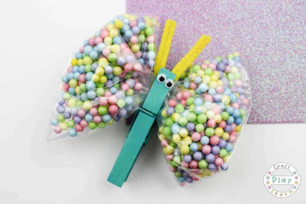 butterfly craft idea for children using a clothes peg