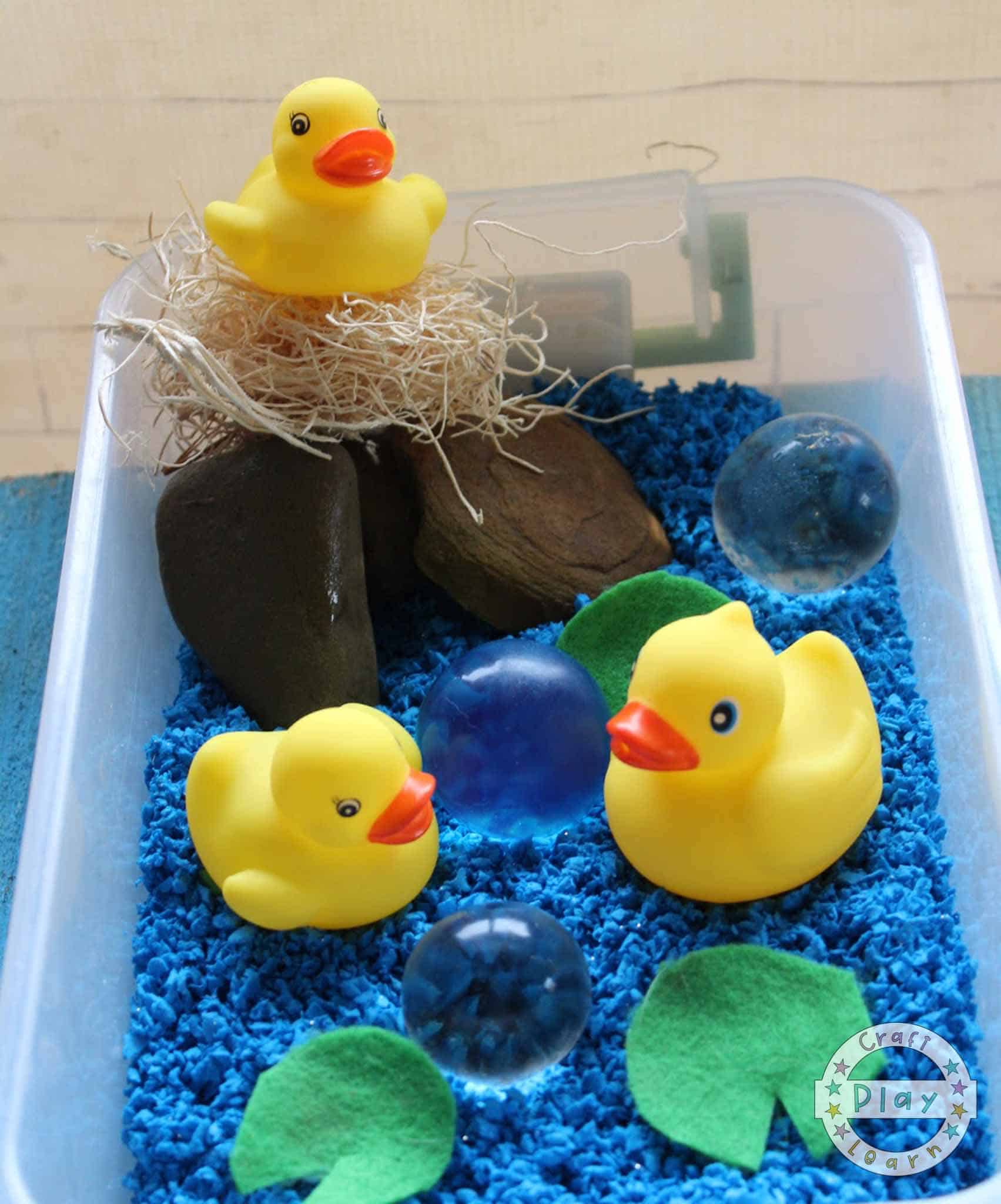 5 Little Ducks Spring Sensory Bin - Craft Play Learn