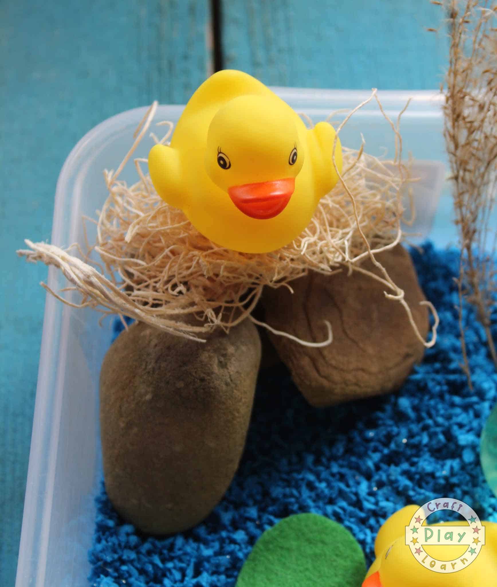 5 Little Ducks Spring Sensory Bin - Craft Play Learn