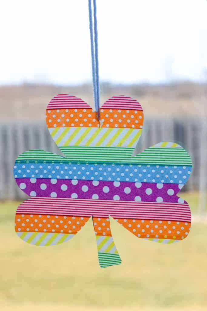 washi tape shamrock suncatchers