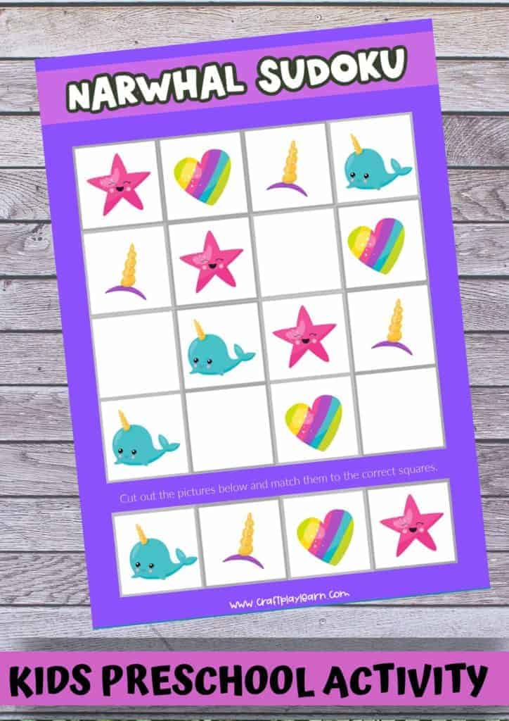 narwhal printable sudoku for kids