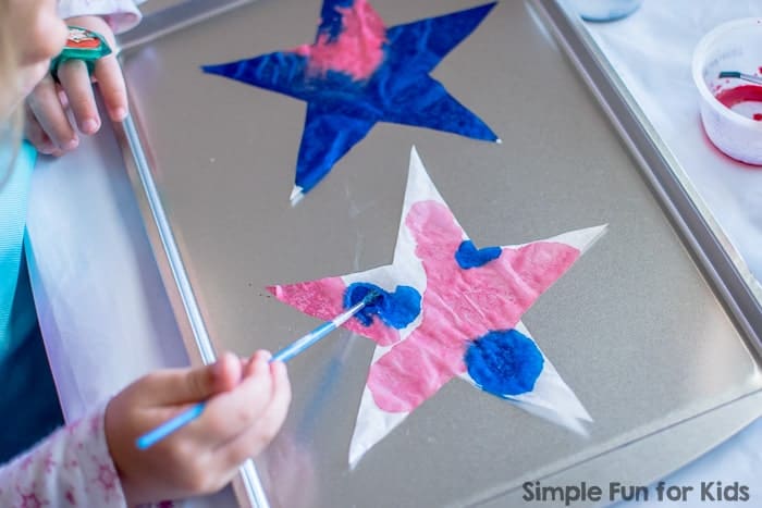 red white and blue coffee filter stars