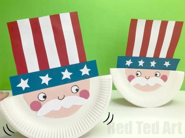 rocking paper plate uncle sam craft