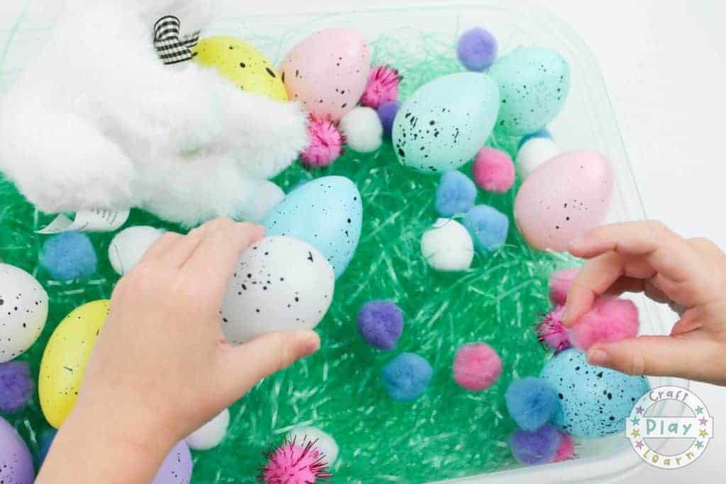 easter bunny sensory bin