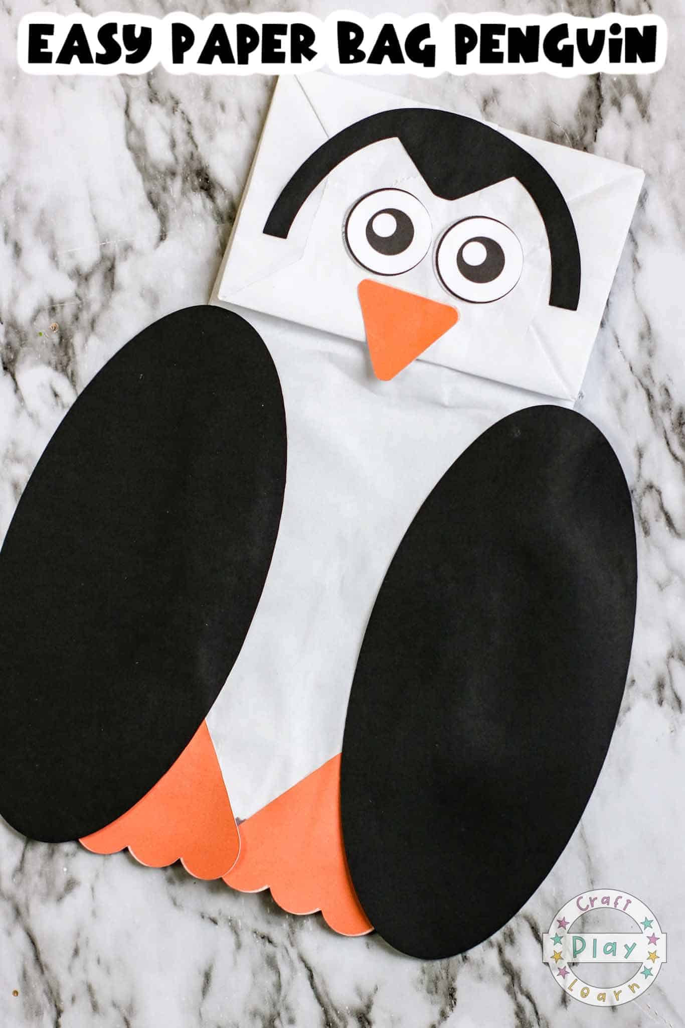 Paper Bag Puppet Penguin - Craft Play Learn