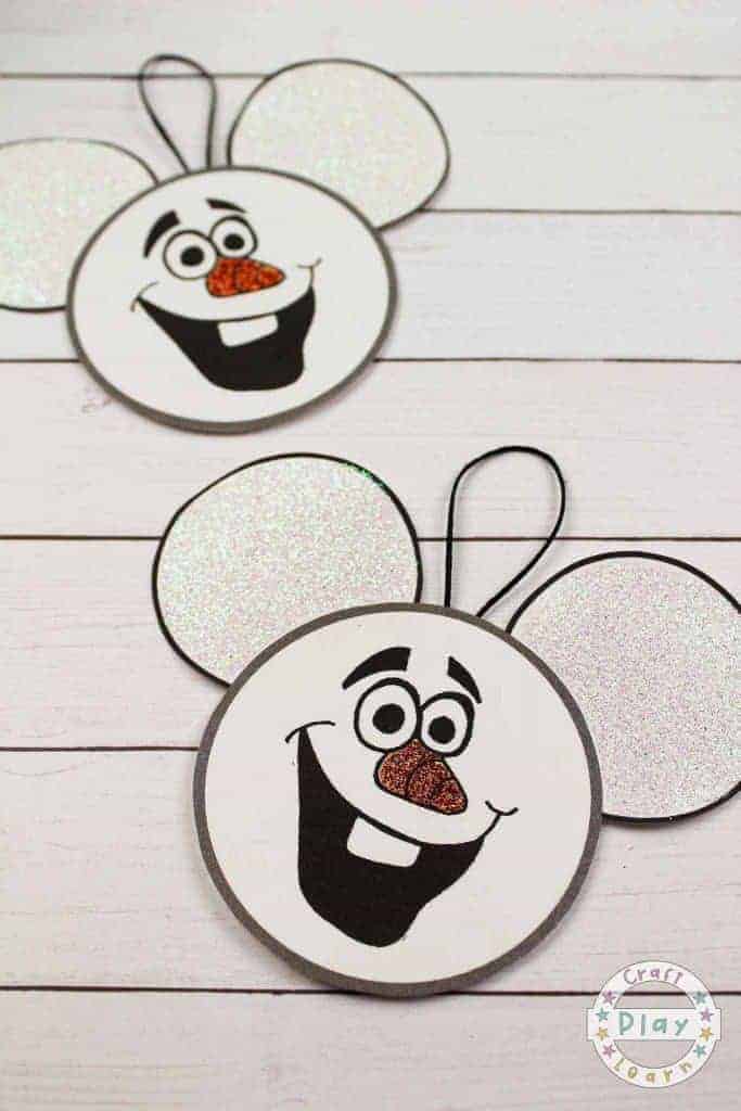 olaf christmas ornament craft with free template craft play learn