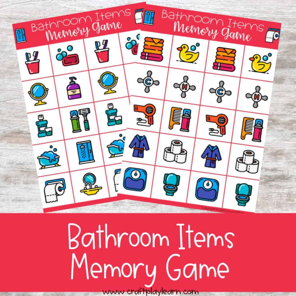 Bathroom Items Memory Game Craft Play Learn
